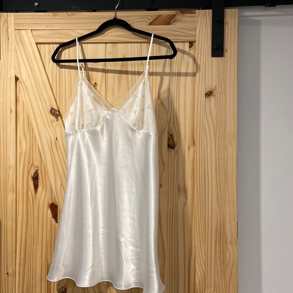 Elegant White Satin Chemise